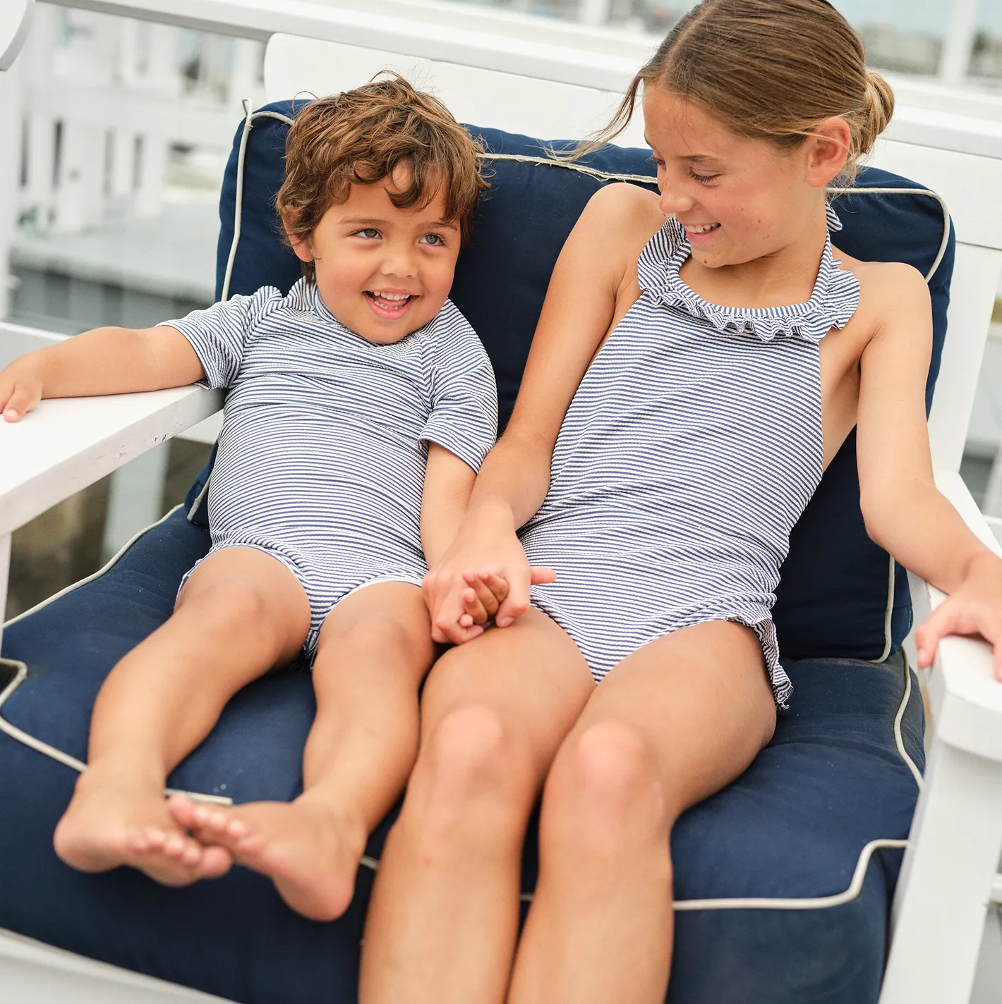 unisex harbor stripe short sleeve rashguard one piece sold by minnow product image thumbnail 5