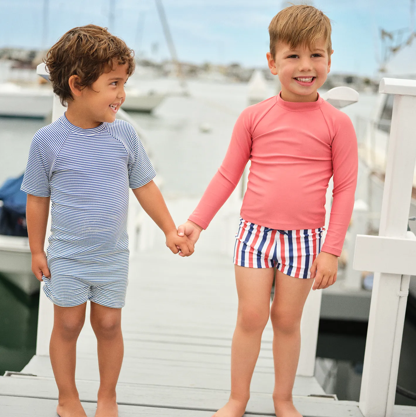 unisex harbor stripe short sleeve rashguard one piece sold by minnow product image thumbnail 3