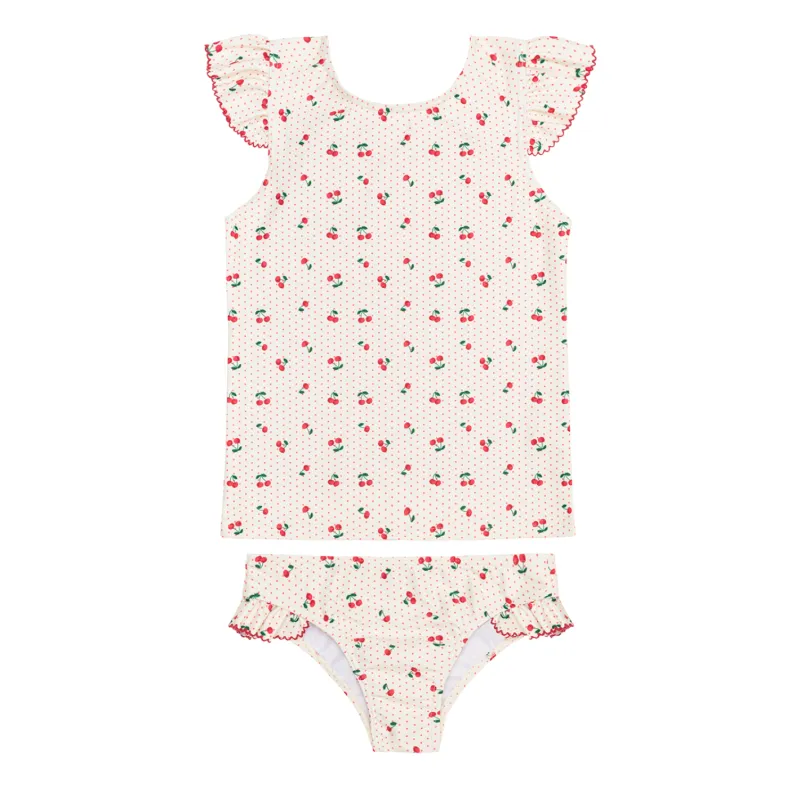 girls summer cherries ruffle cap sleeve rashguard set sold by minnow