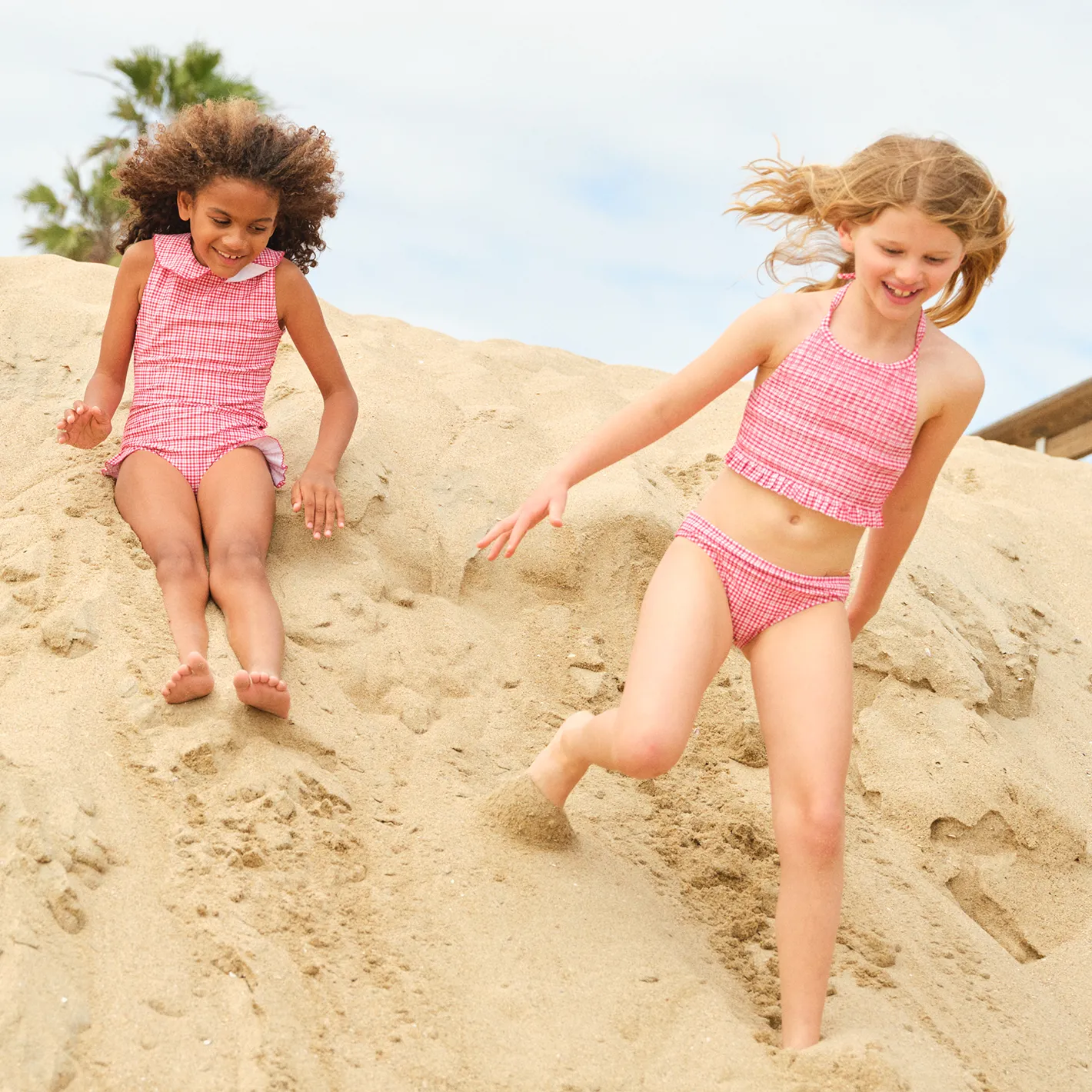 girls poppy gingham smocked halter bikini sold by minnow product image thumbnail 2