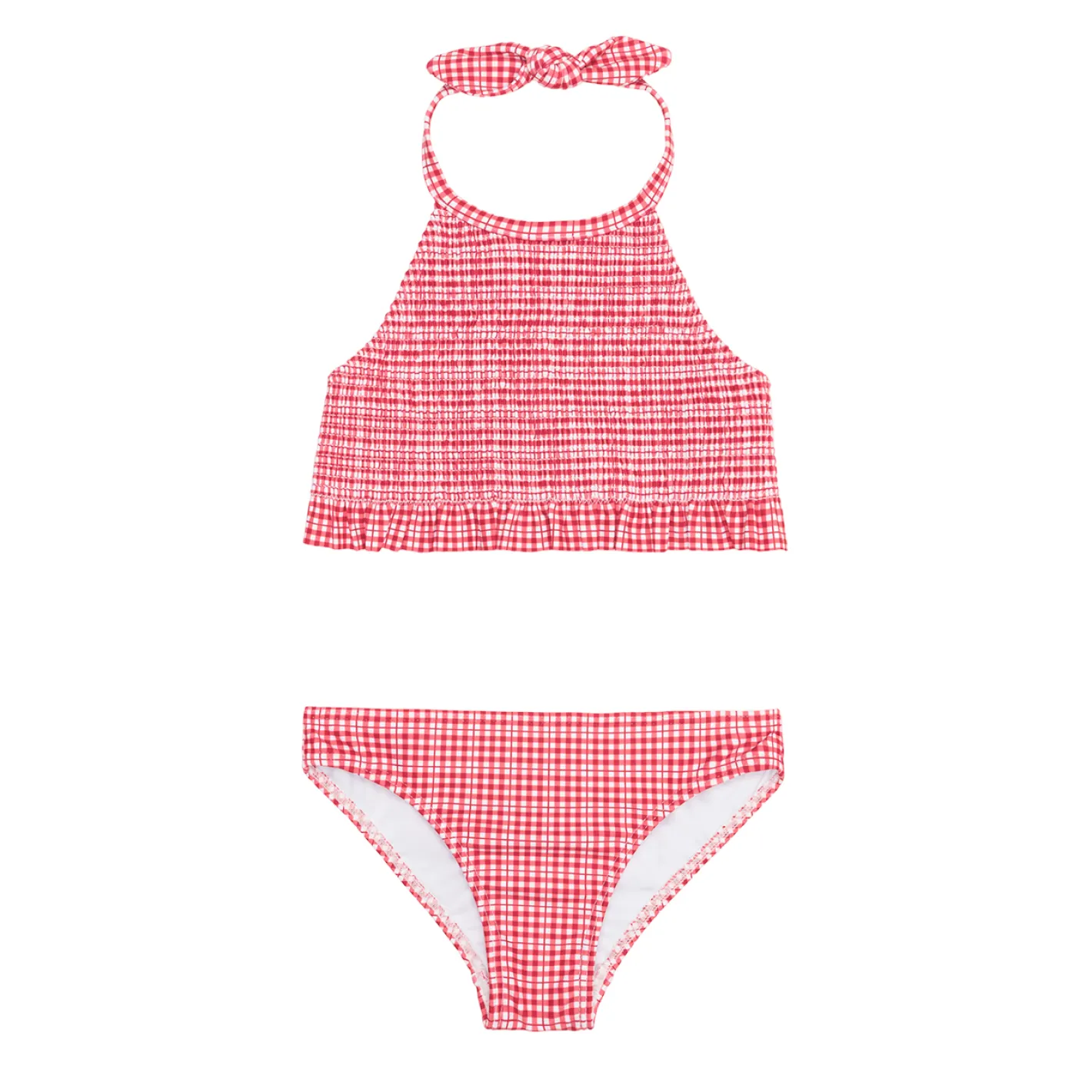 girls poppy gingham smocked halter bikini sold by minnow