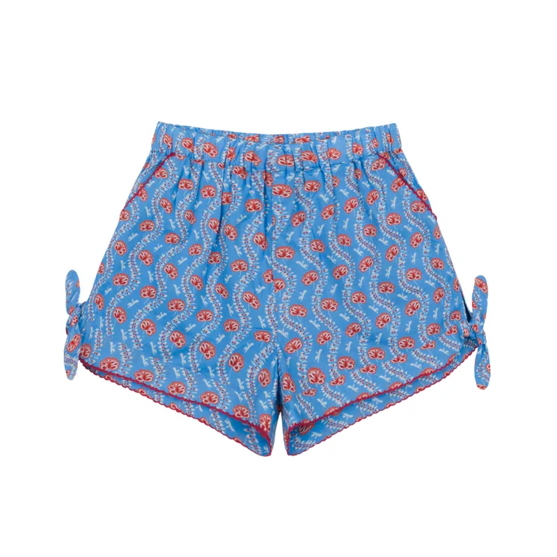 girls blue primrose tie-knot short sold by minnow