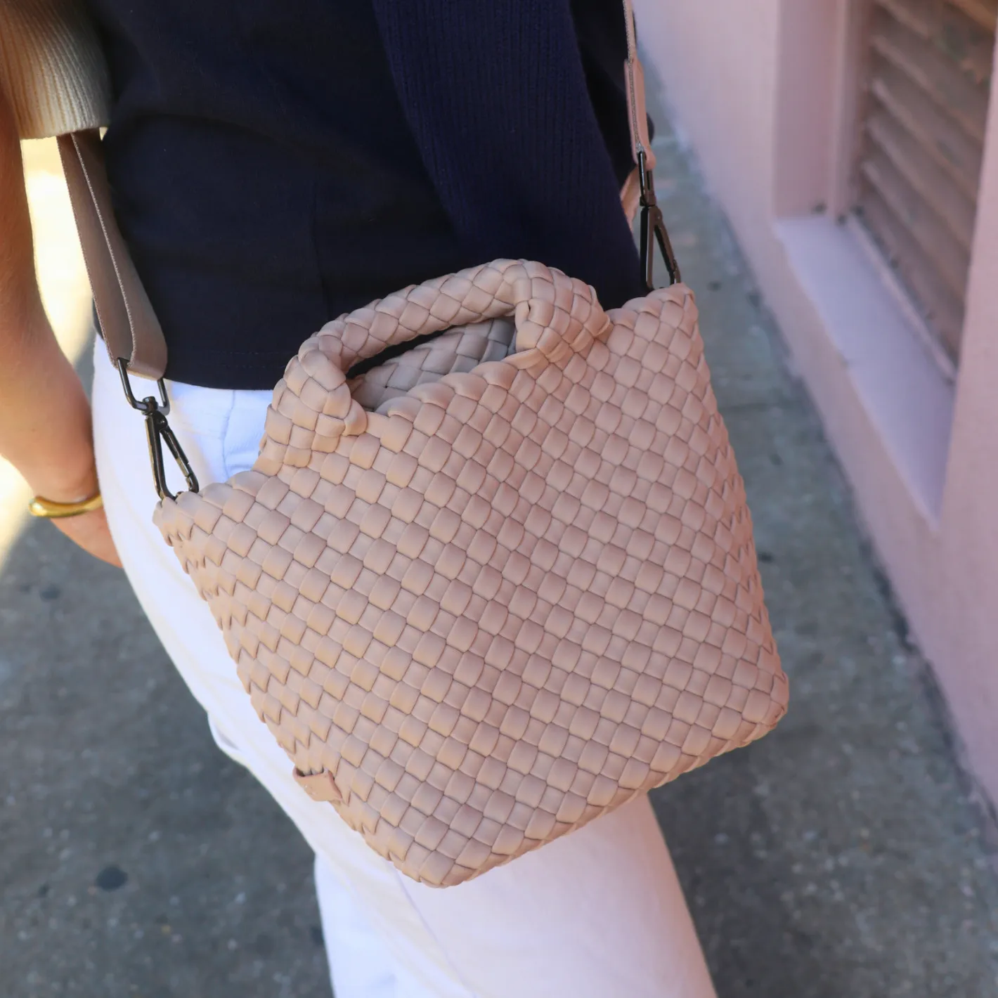 naghedi st barths shell pink small tote sold by minnow product image thumbnail 2