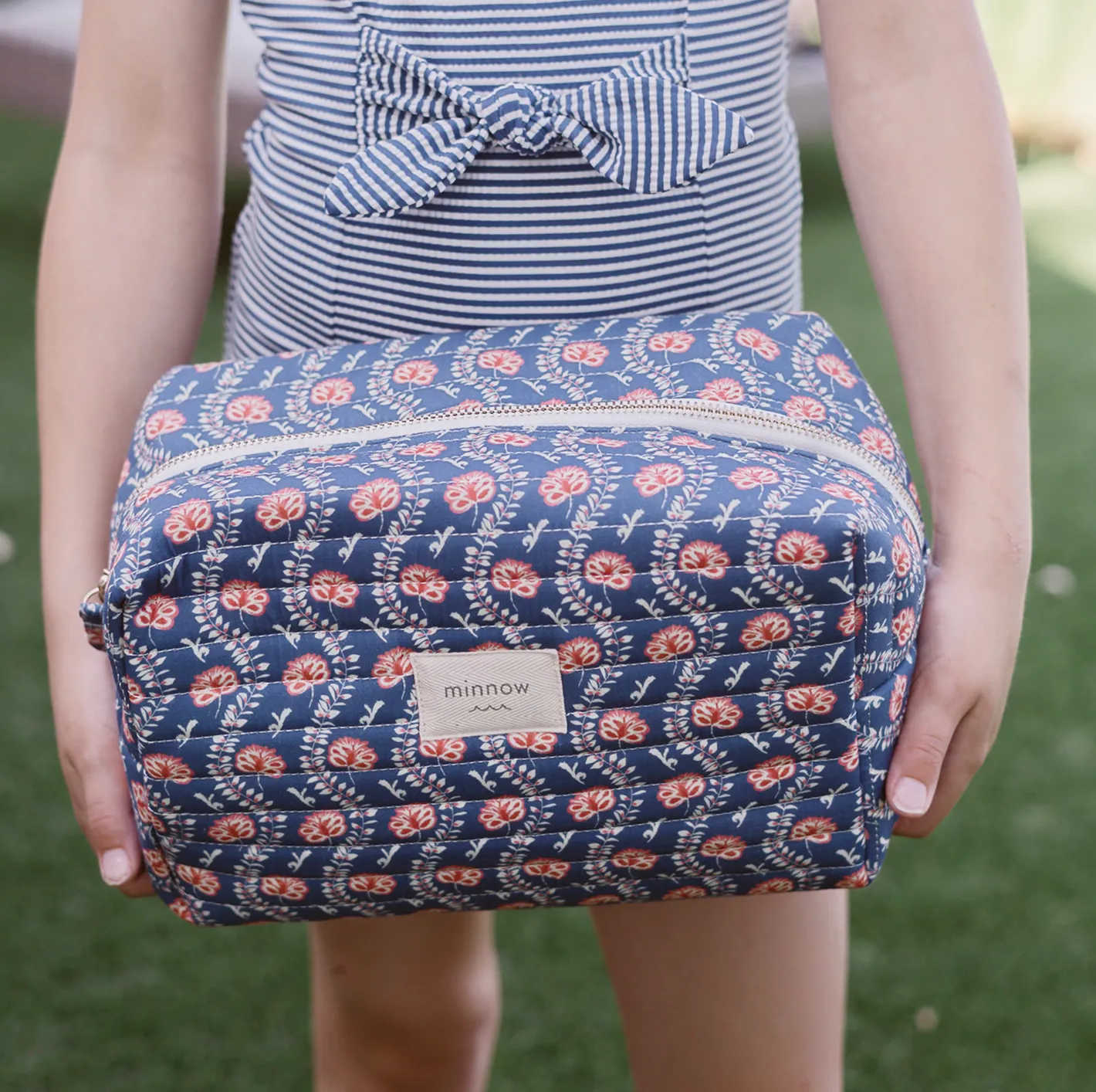 navy primrose interior coated travel pouch sold by minnow product image thumbnail 2