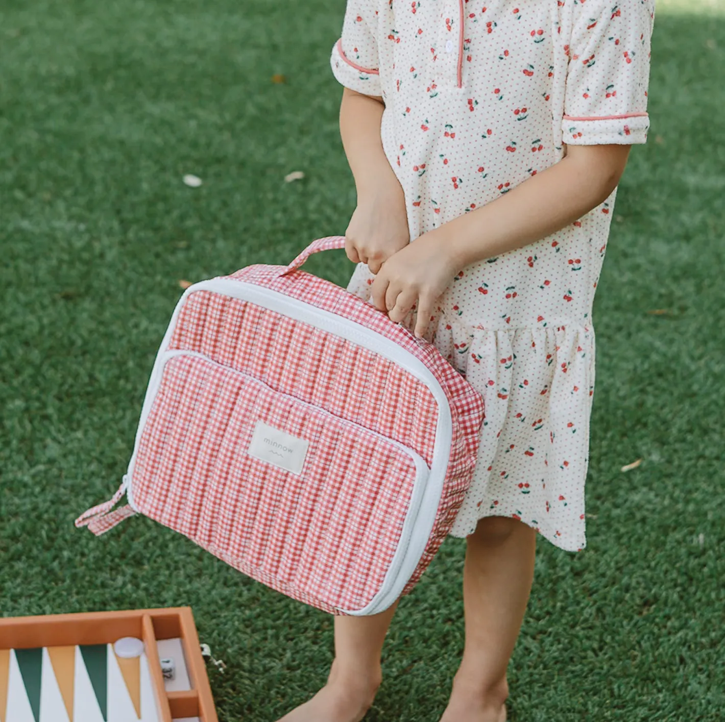 poppy gingham coated lunchbox sold by minnow product image thumbnail 4