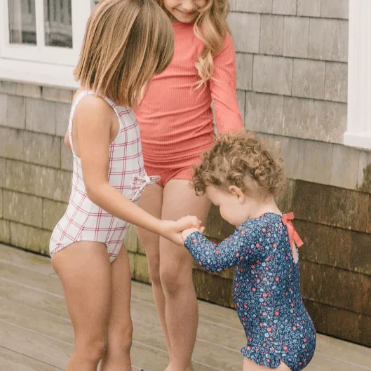 girls windowpane tie front one piece sold by minnow product image thumbnail 2
