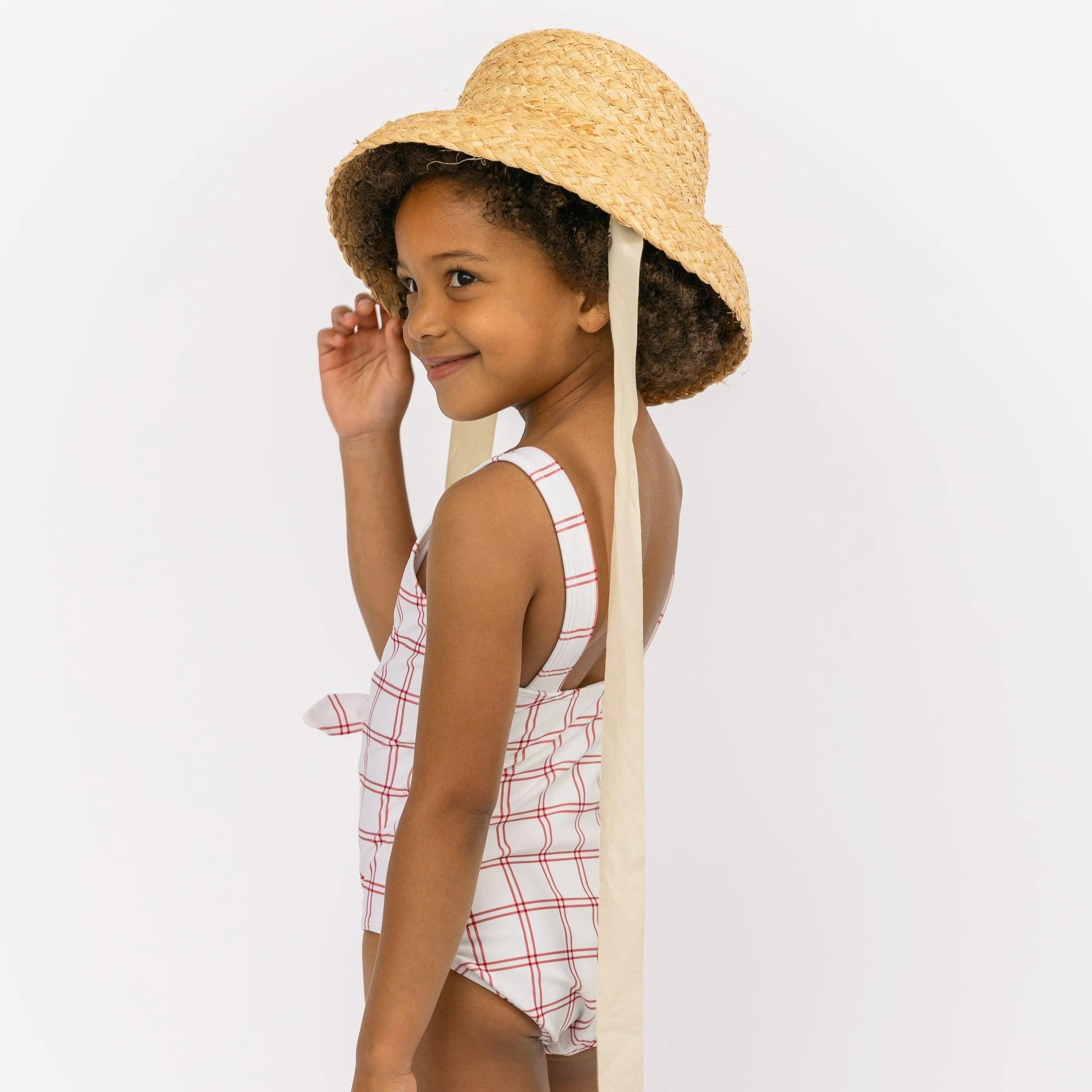 girls windowpane tie front one piece sold by minnow product image thumbnail 3
