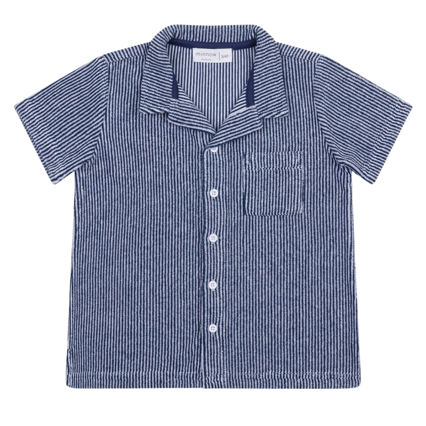 boys navy stripe french terry button up sold by minnow