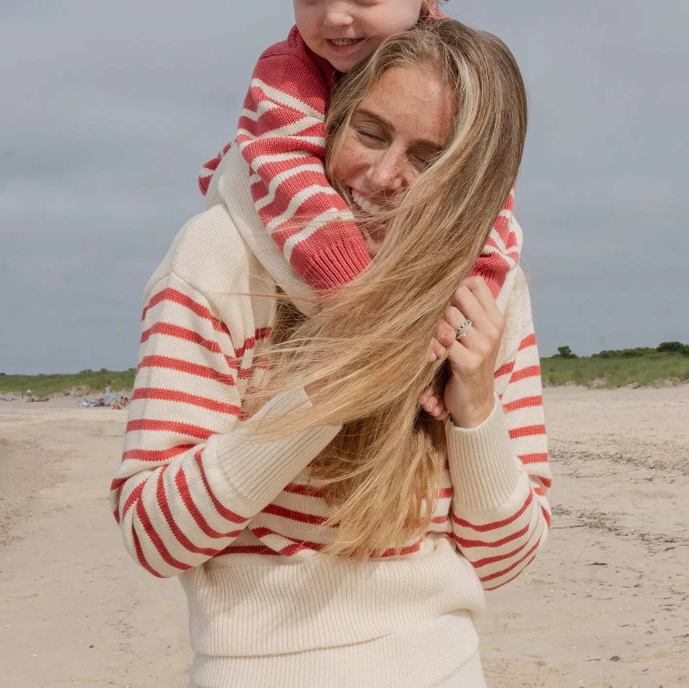 women's cream and red stripe cropped knit sweater sold by minnow product image thumbnail 5