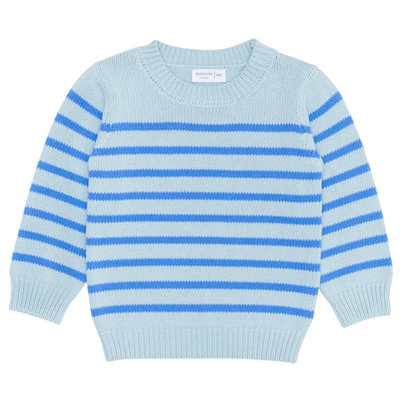 unisex blue stripe knit sweater sold by minnow