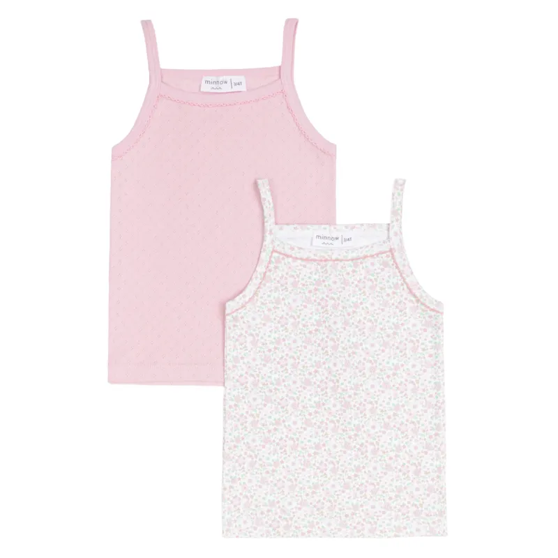 girls pink and antique floral tank 2-pack sold by minnow
