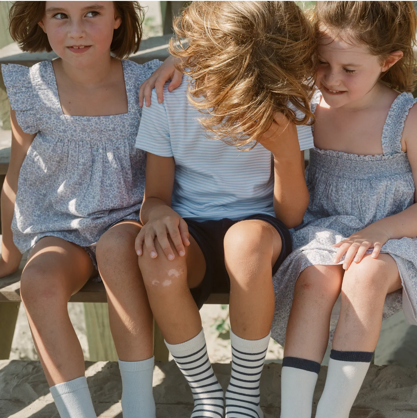 girls slate floral ruffle strap smocked dress sold by minnow product image thumbnail 5