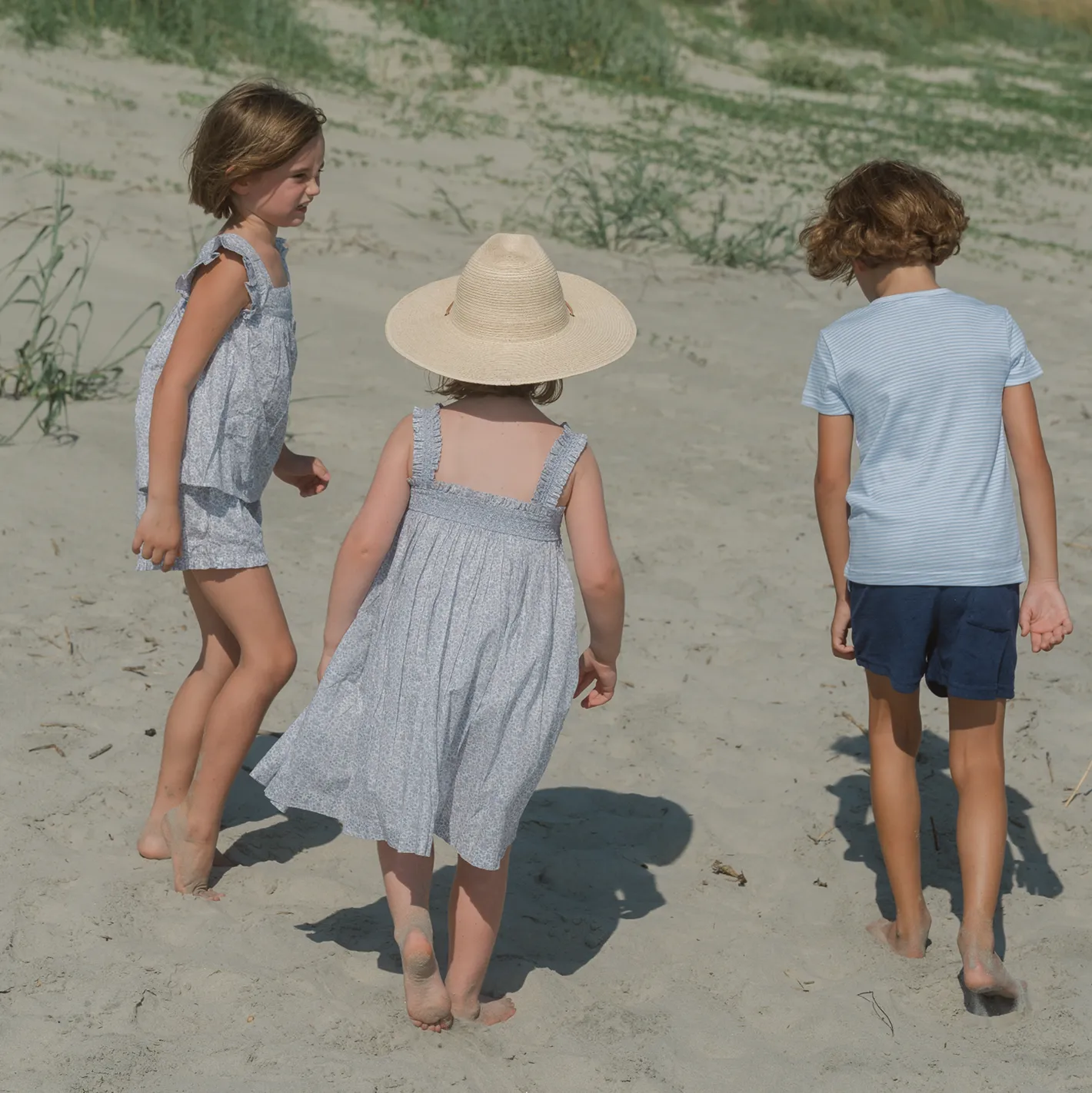 girls slate floral ruffle strap smocked dress sold by minnow product image thumbnail 2