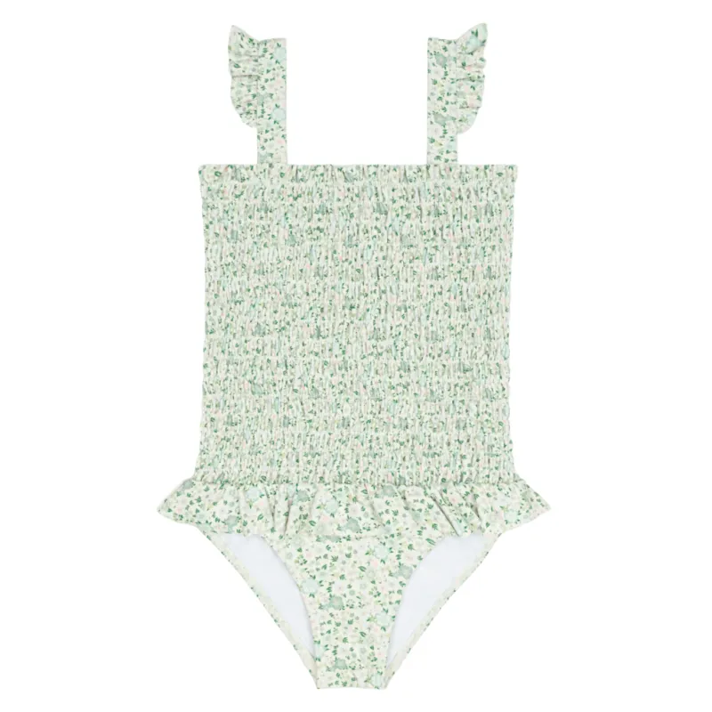 girls sea marsh floral smocked one piece sold by minnow