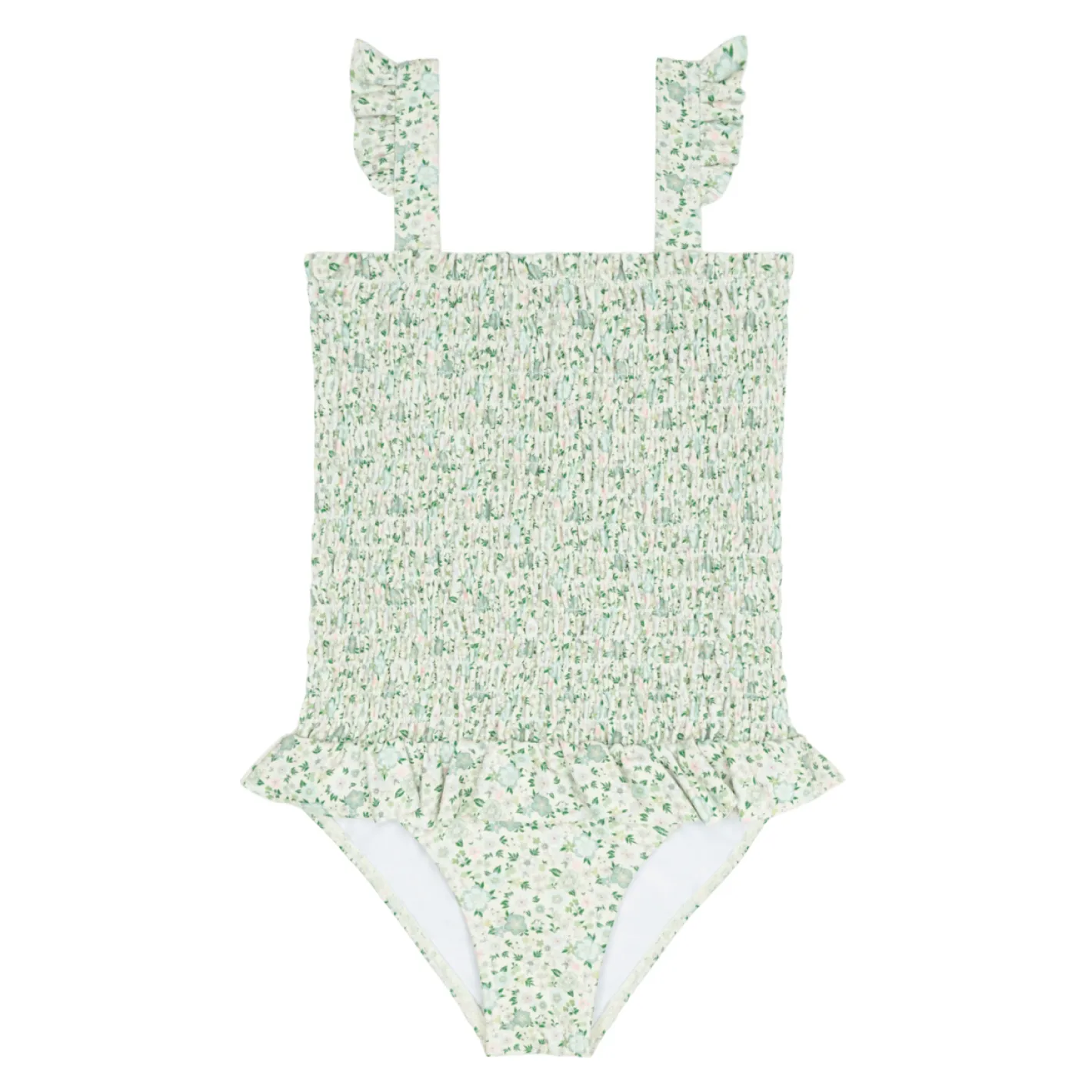 girls sea marsh floral ruffle smocked one piece sold by minnow