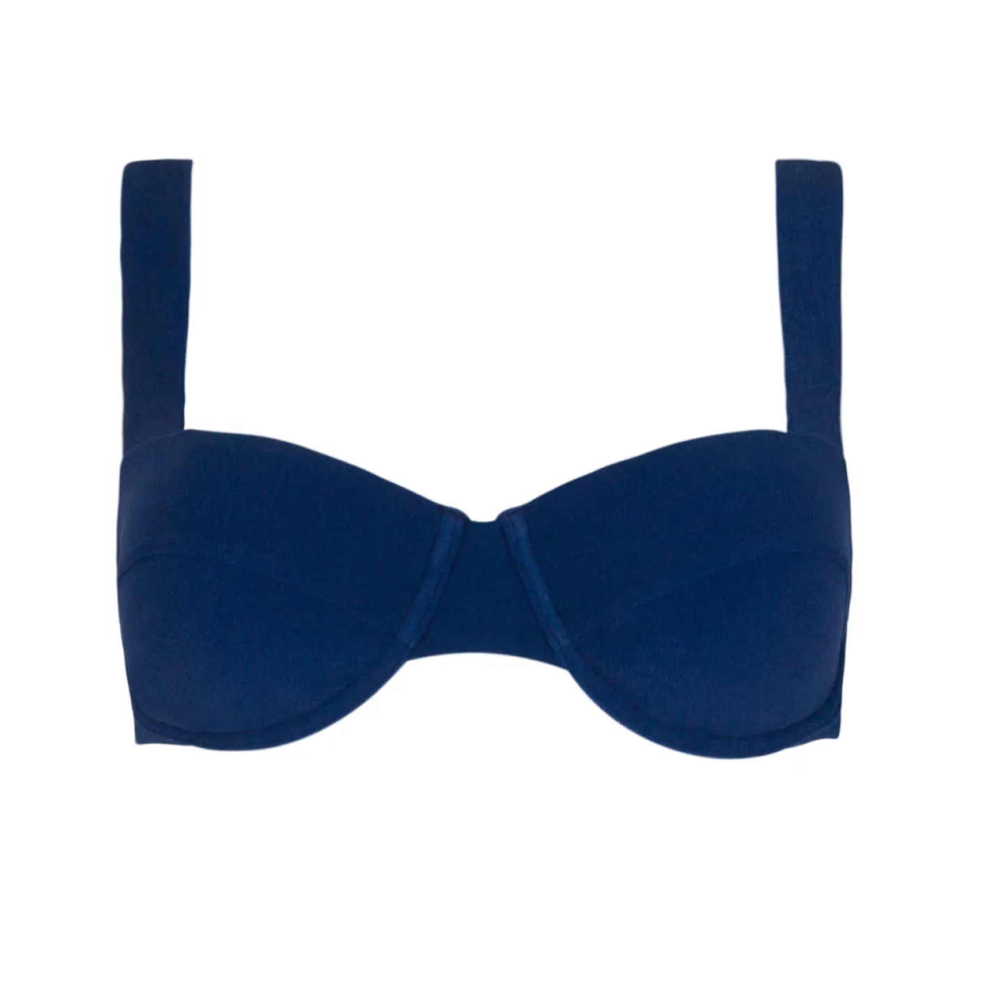 women's navy terry cup bikini top sold by minnow