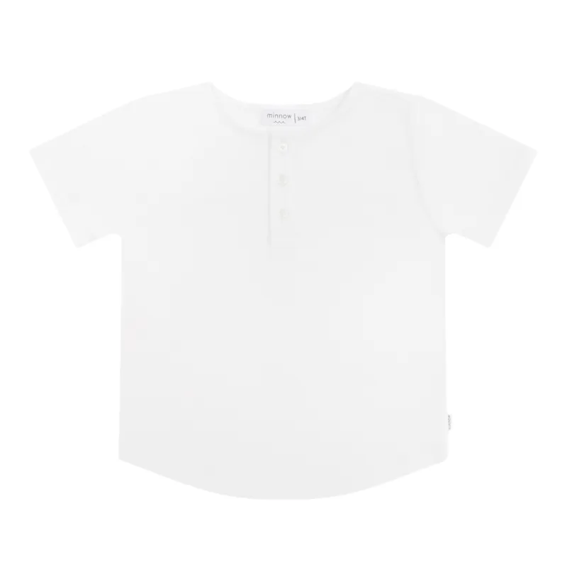 unisex white short sleeve henley sold by minnow