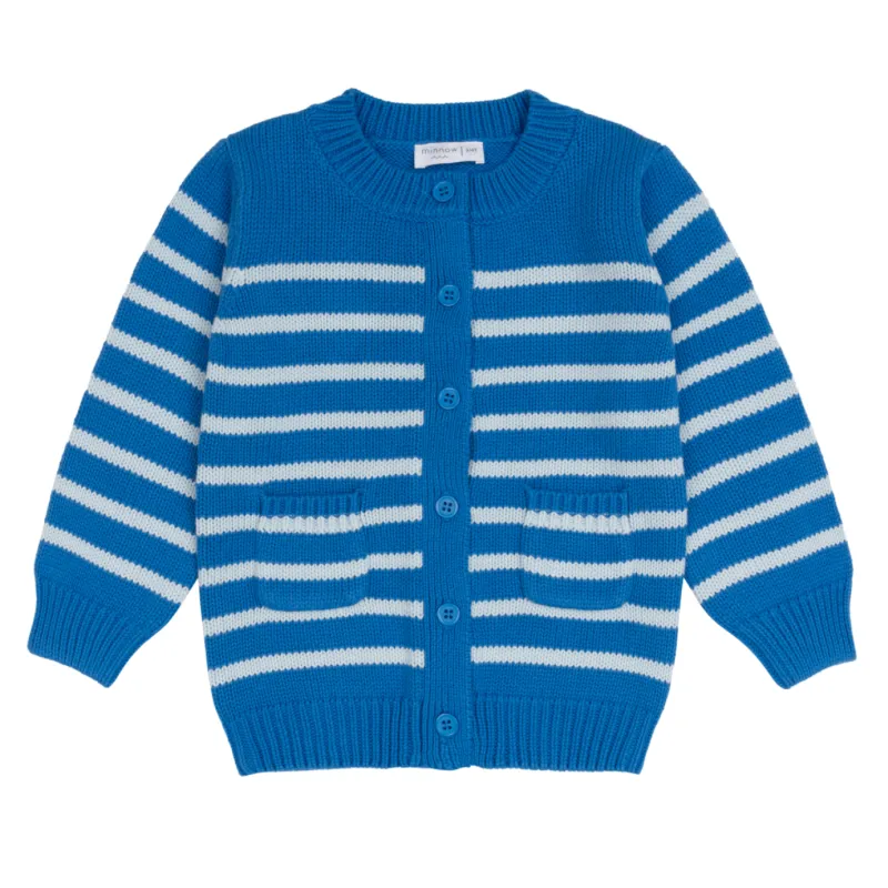 unisex regatta and light blue stripe knit cardigan sold by minnow