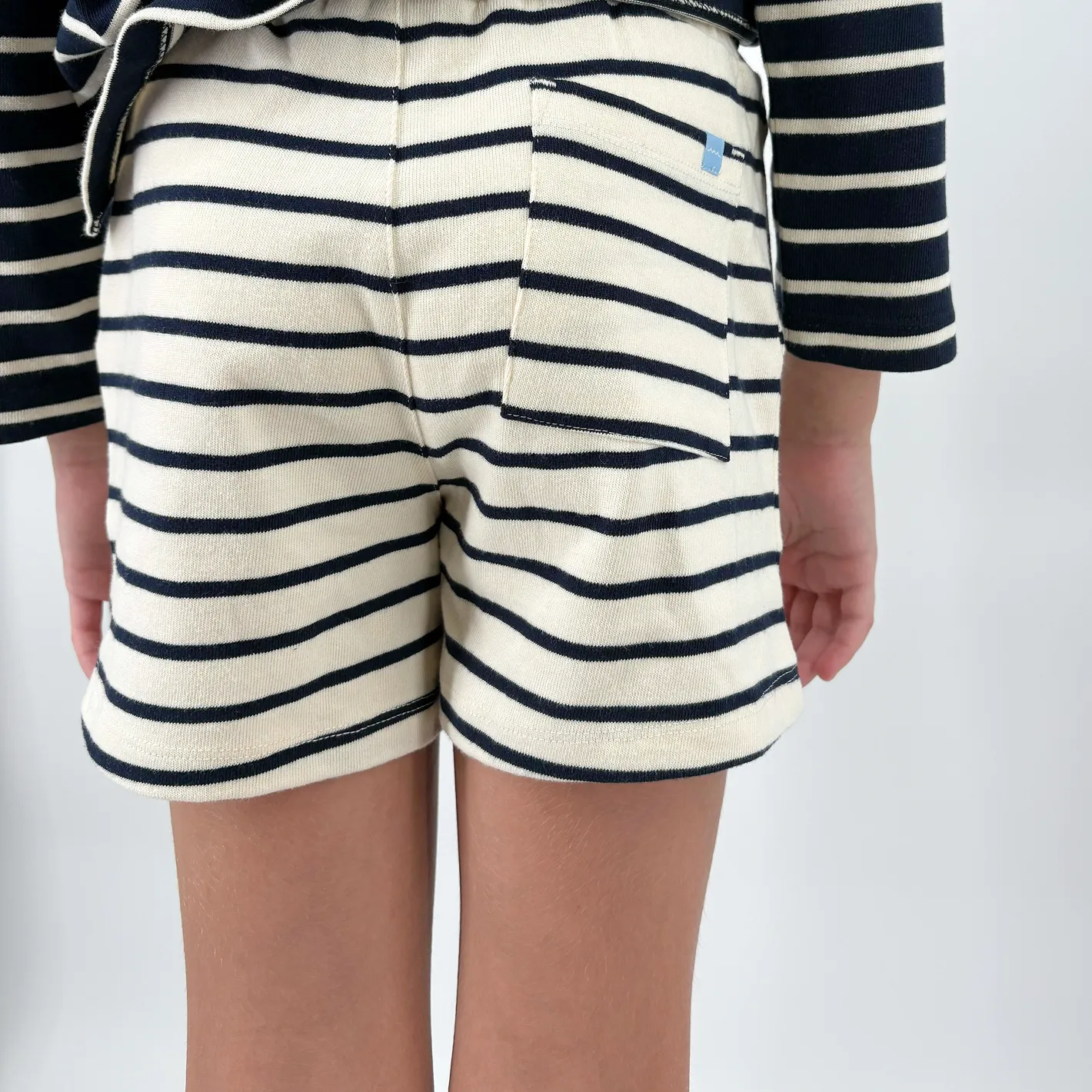 unisex cream and navy stripe short sold by minnow product image thumbnail 4
