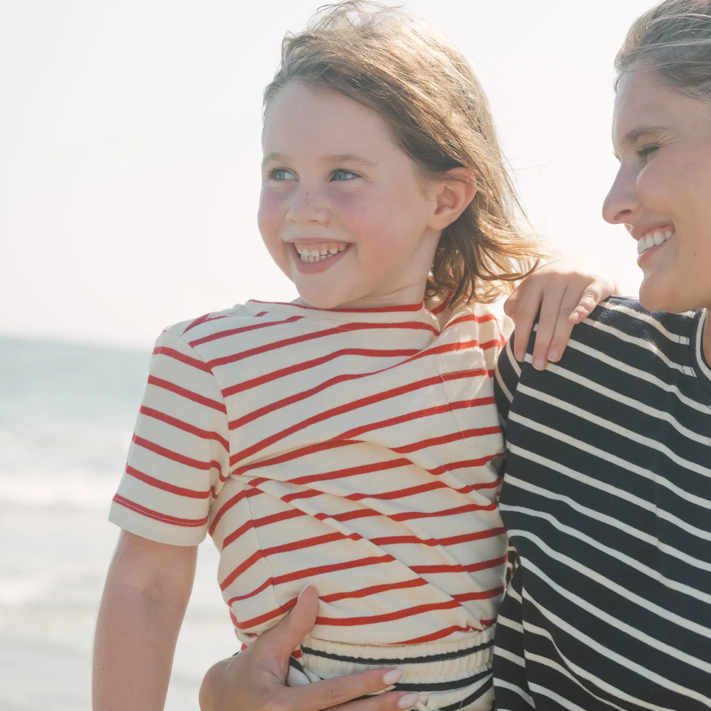 unisex cream and red stripe boatneck tee sold by minnow product image thumbnail 4