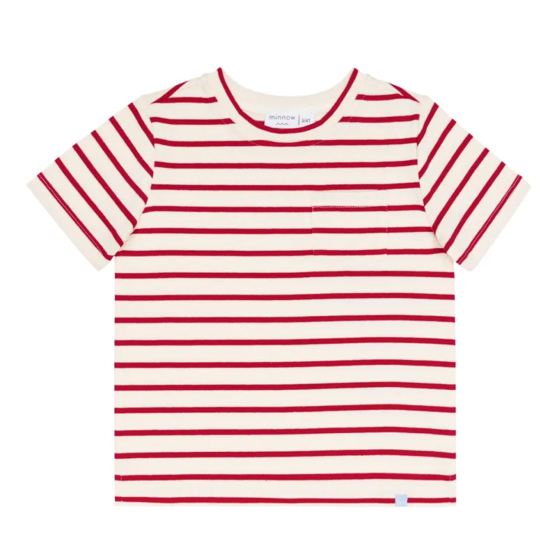 unisex cream and red stripe boatneck tee sold by minnow