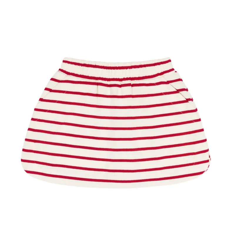 girls cream and red stripe skirt sold by minnow