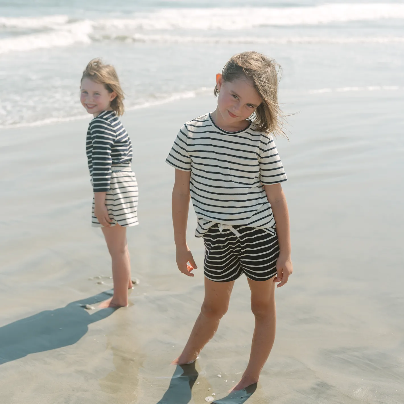 unisex navy and cream stripe short sold by minnow product image thumbnail 2
