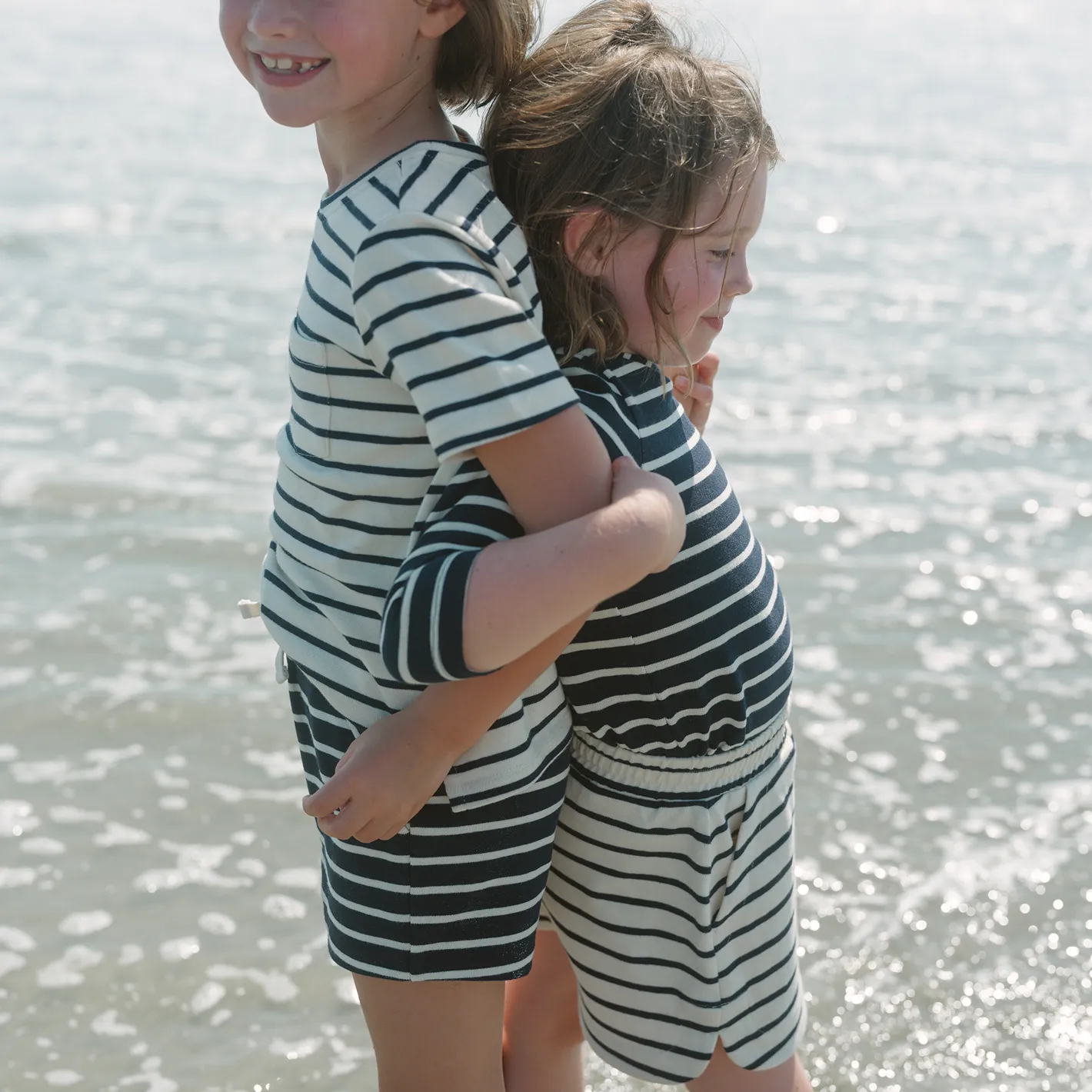 unisex navy and cream stripe short sold by minnow product image thumbnail 3
