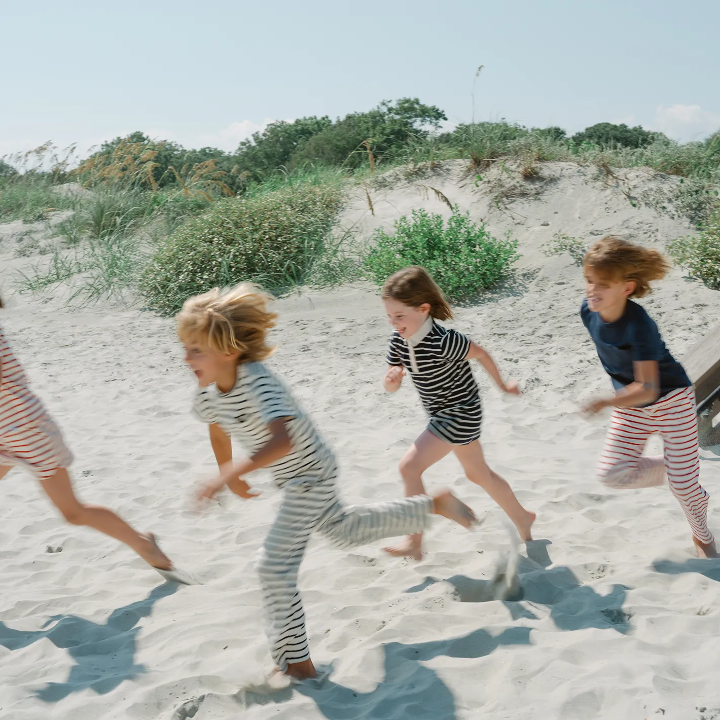 unisex cream and navy stripe pant sold by minnow product image thumbnail 5