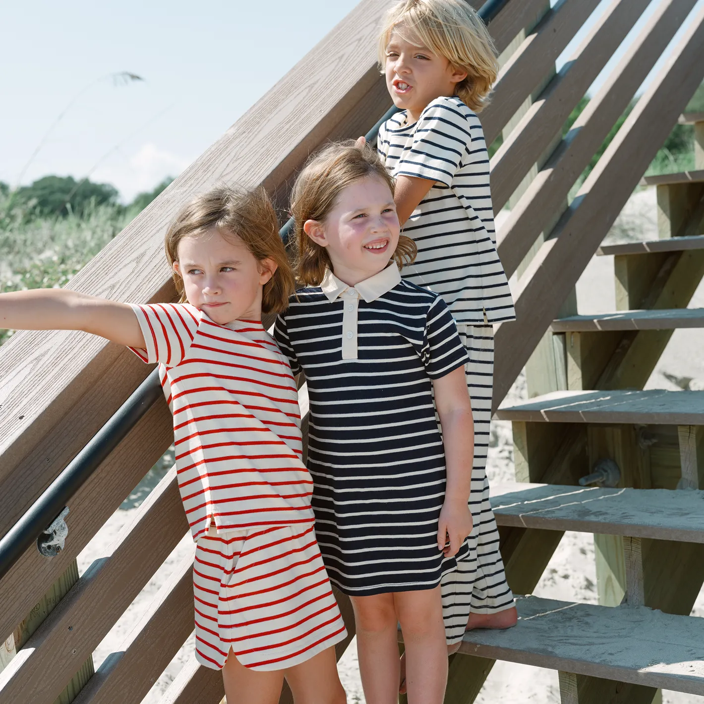 unisex cream and navy stripe pant sold by minnow product image thumbnail 4