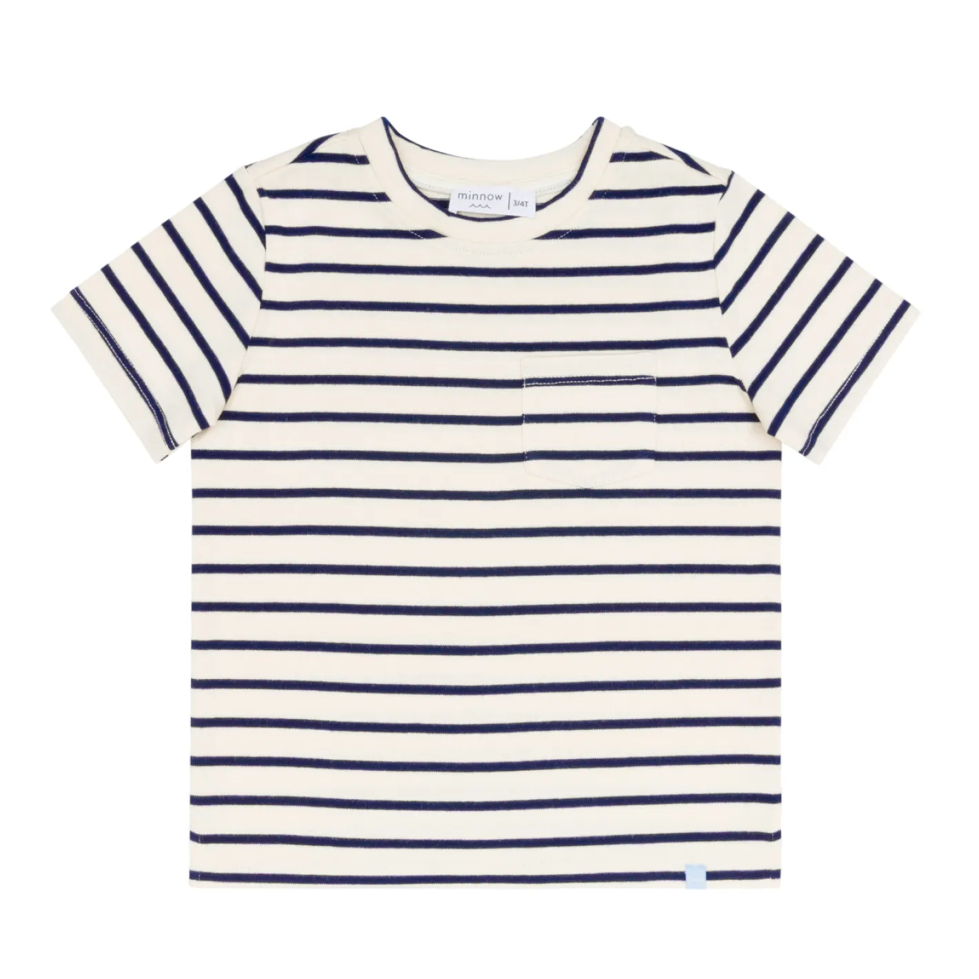 unisex cream and navy stripe boatneck tee sold by minnow