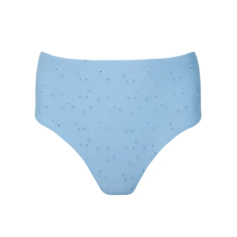 women's dusk blue eyelet high waist bikini bottom sold by minnow