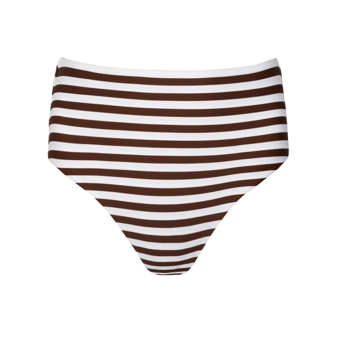 women's cocoa stripe high waist bikini bottom sold by minnow