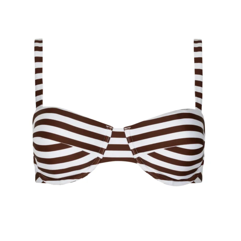 women's cocoa stripe cup bikini top sold by minnow