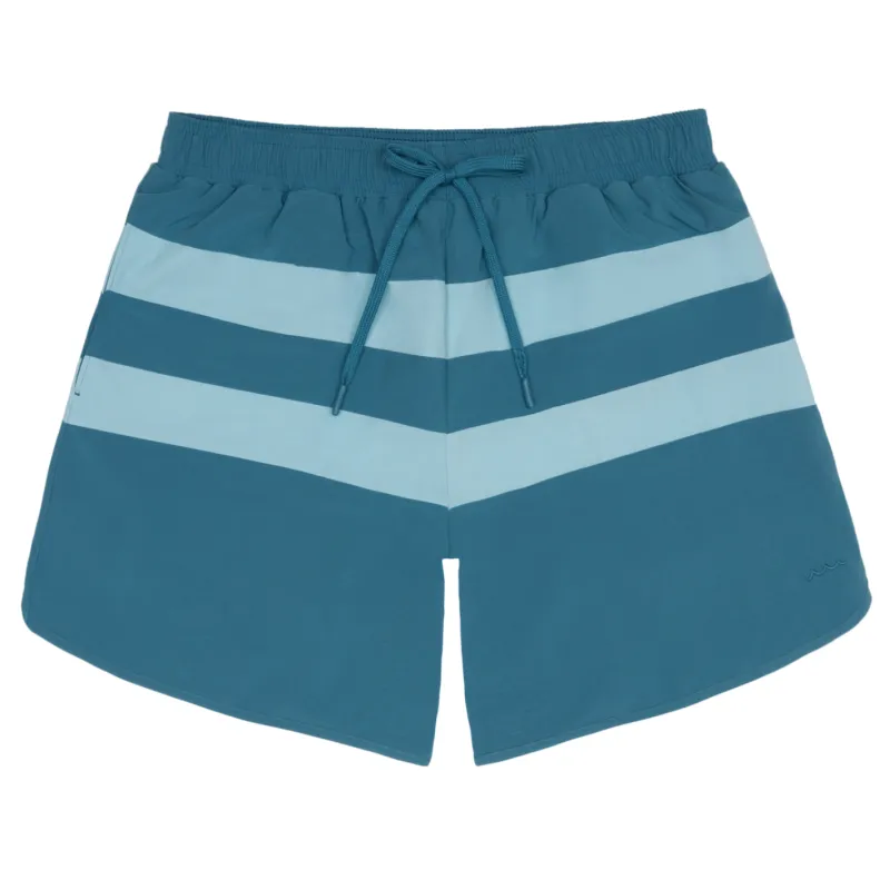 men's teal and dusk blue colorblock boardie sold by minnow