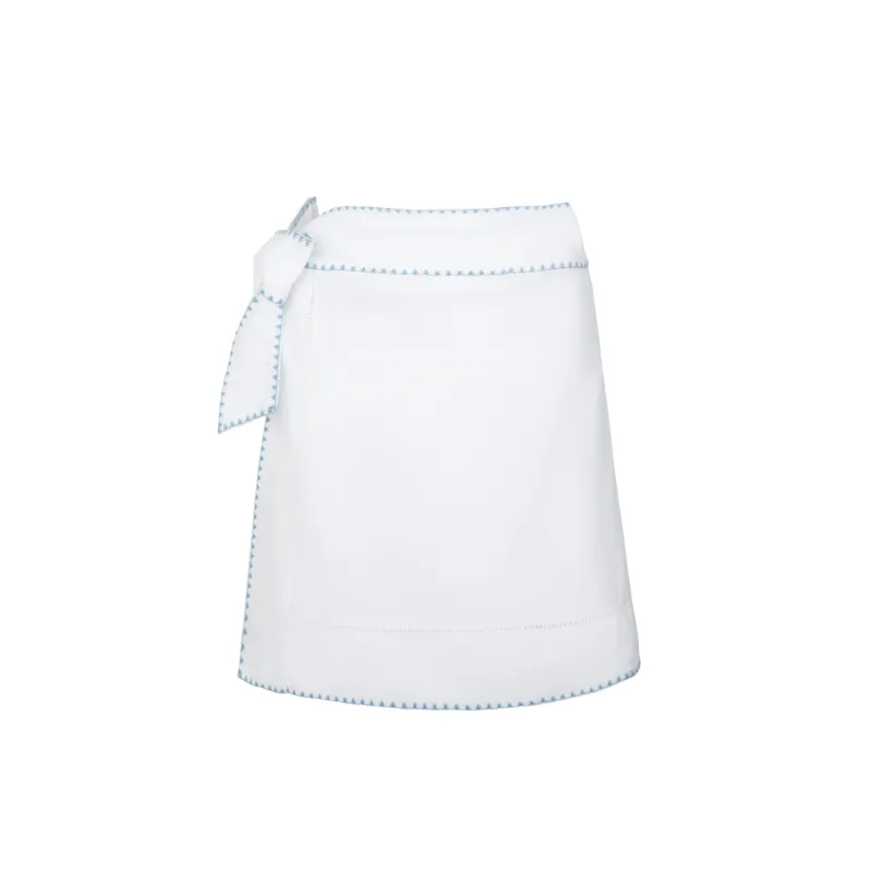 women's white embroidered short pareo sold by minnow