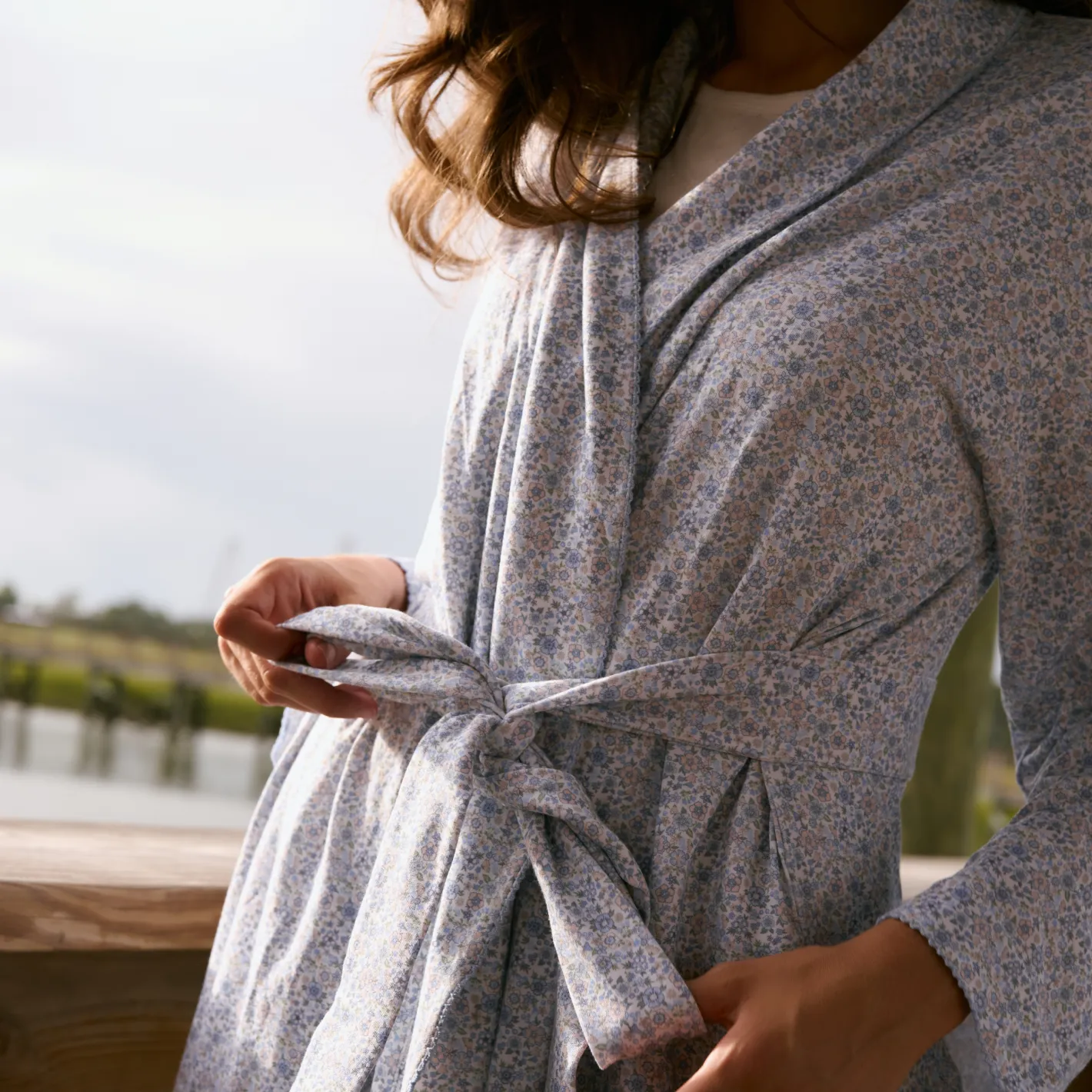 women's slate floral pima robe sold by minnow product image thumbnail 2
