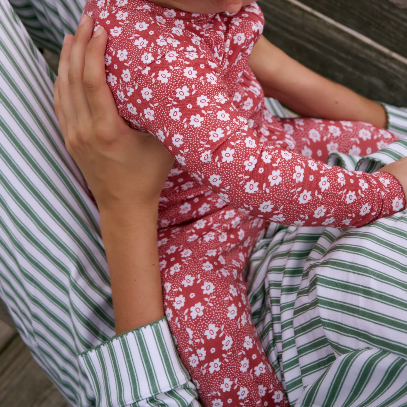 women's boxwood ticking stripe collared pima pajamas set sold by minnow product image thumbnail 4