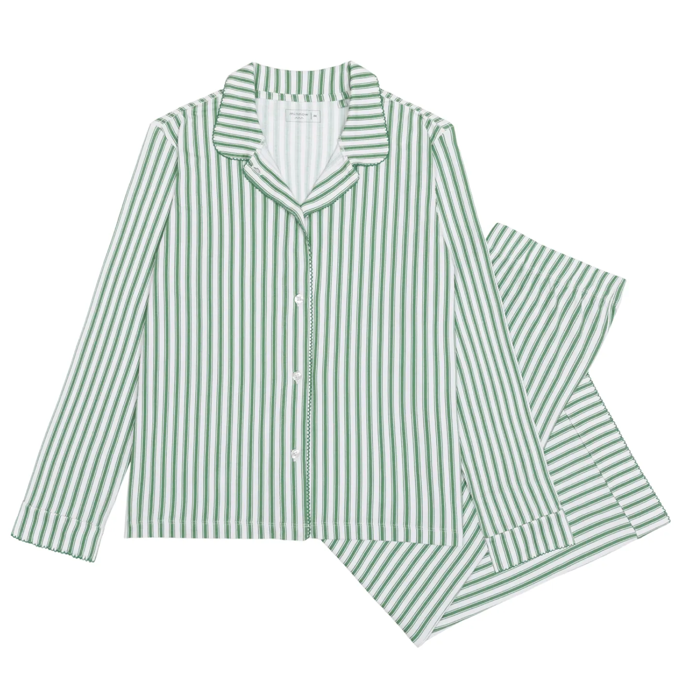 women's boxwood ticking stripe collared pima pajamas set sold by minnow
