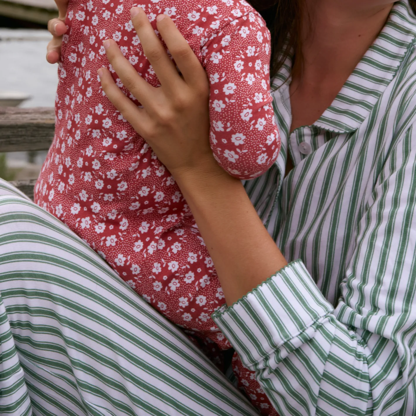 women's boxwood ticking stripe collared pima pajamas set sold by minnow product image thumbnail 2