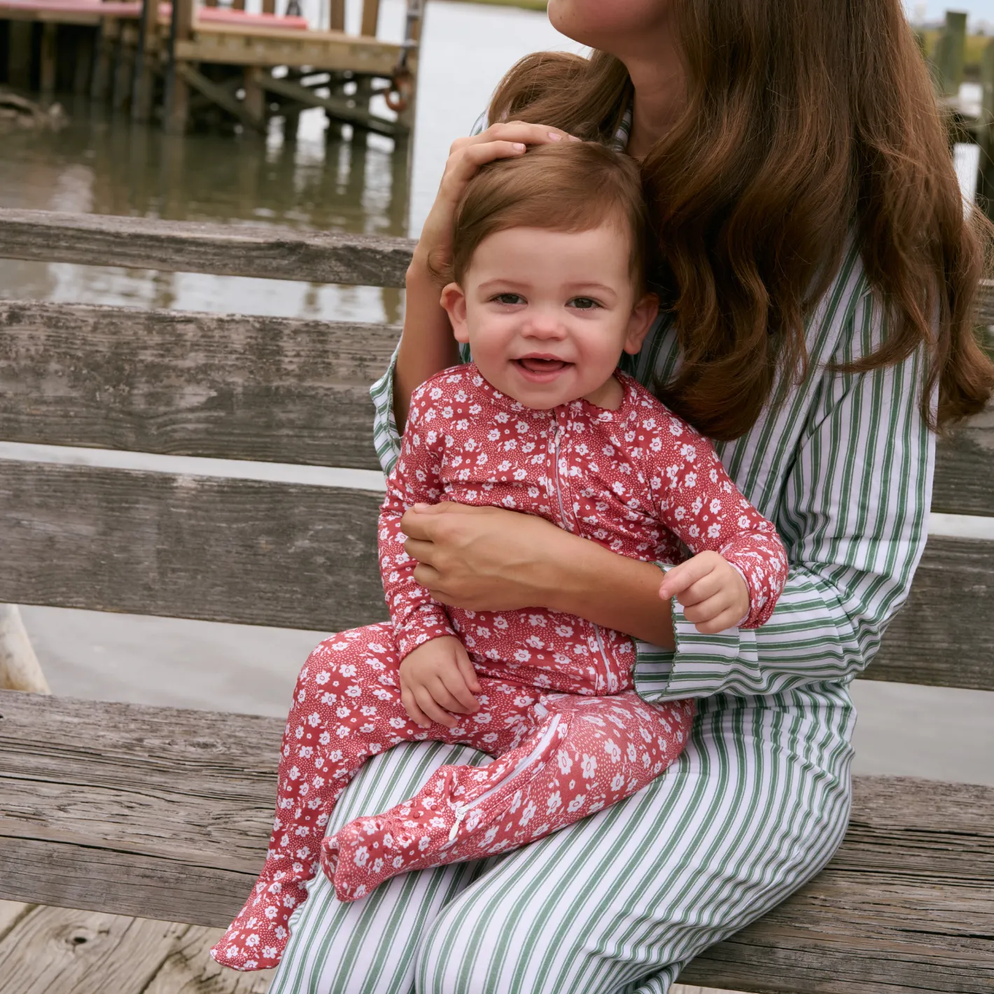 women's boxwood ticking stripe collared pima pajamas set sold by minnow product image thumbnail 5