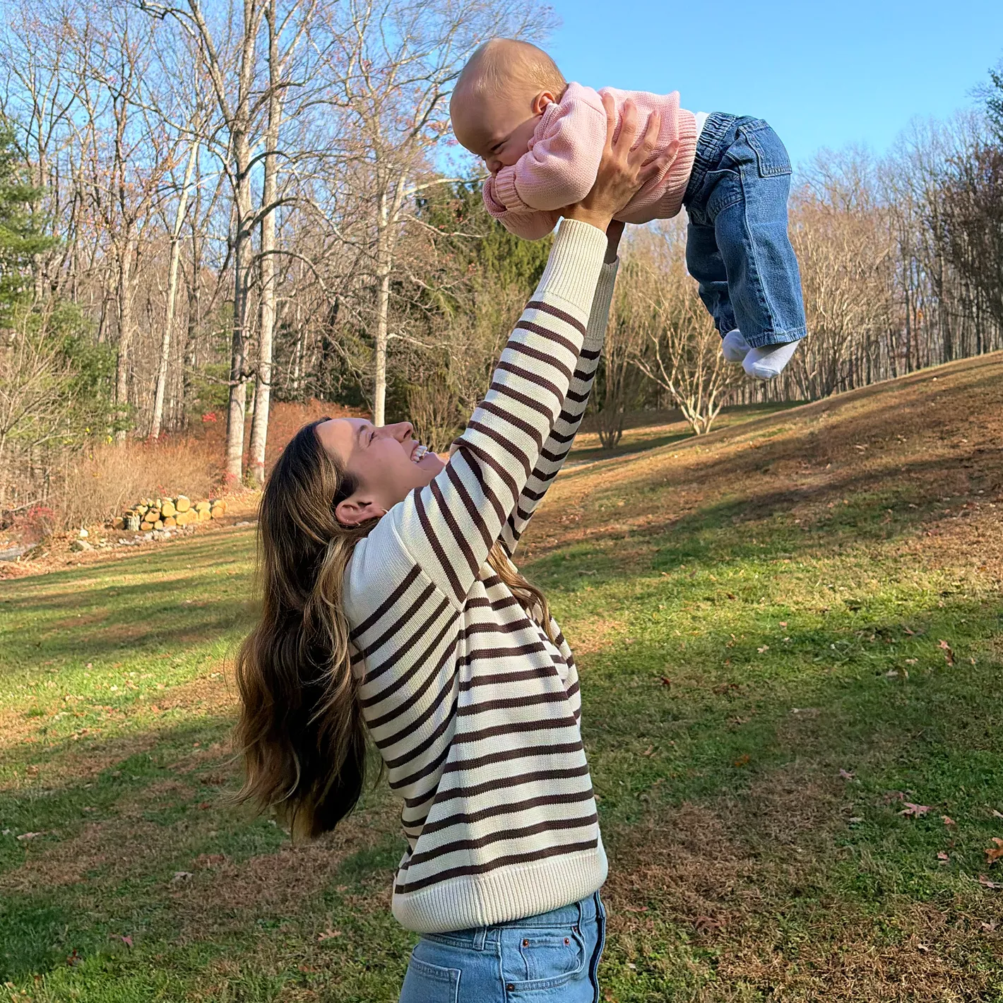 women's cream and brown stripe knit sweater sold by minnow product image thumbnail 5