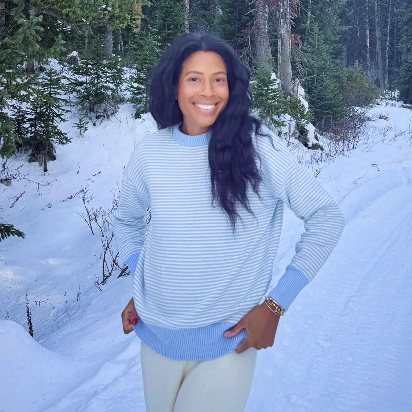 women's chalet stripe knit sweater sold by minnow product image thumbnail 5