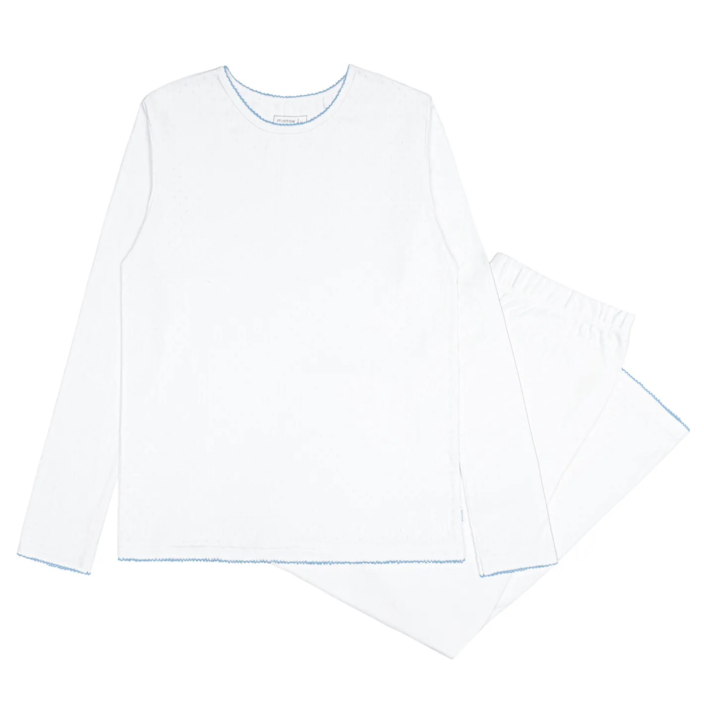 women's white pointelle pajamas set sold by minnow