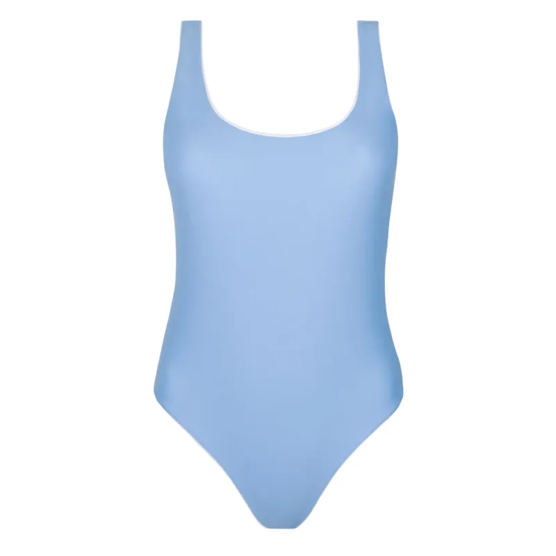 women's chalet blue scoop neck one piece sold by minnow