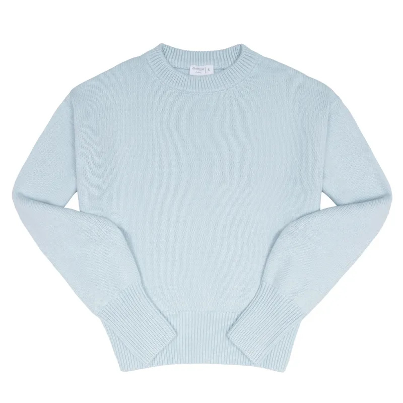 women's light blue cropped knit sweater sold by minnow
