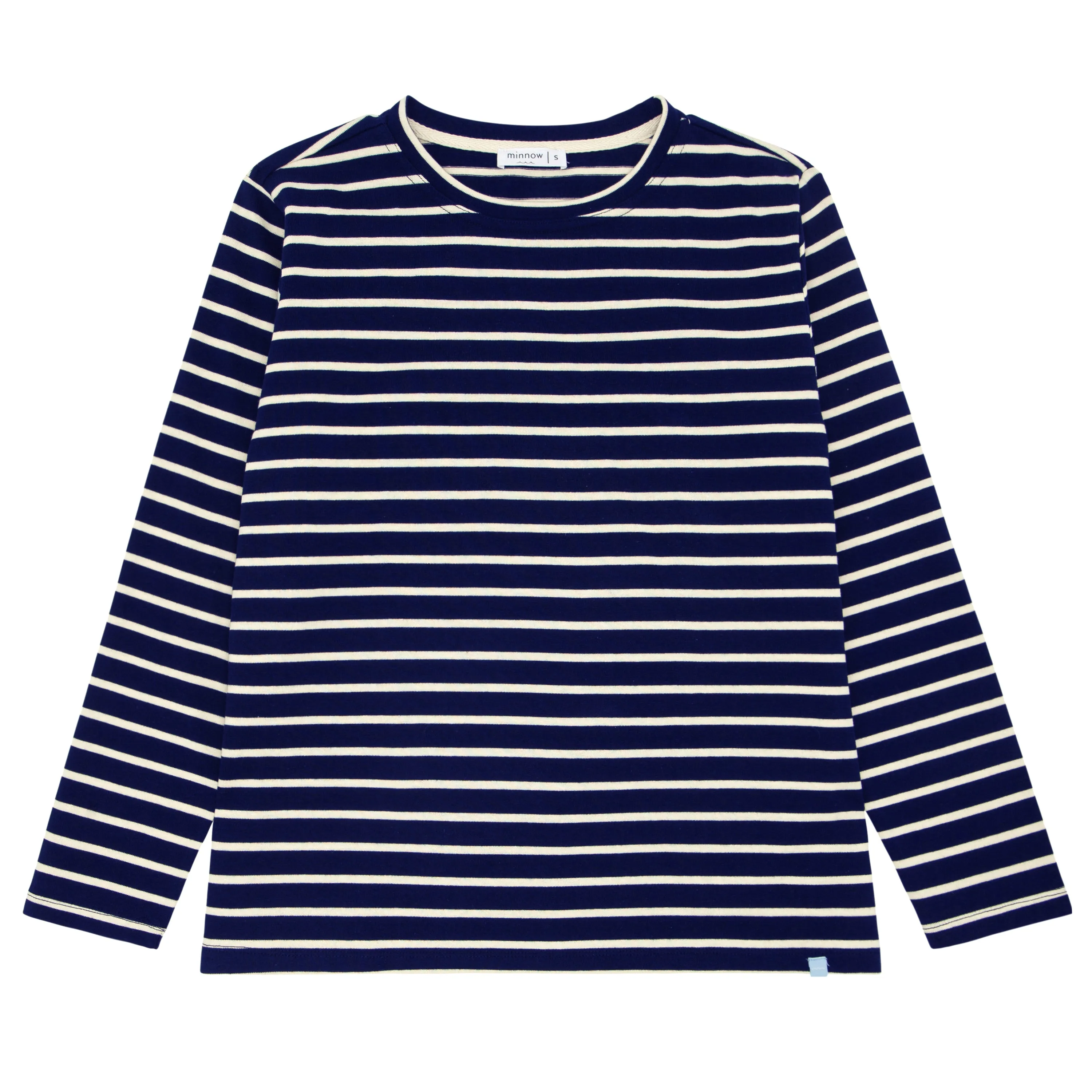 women's navy and cream stripe long sleeve tee sold by minnow