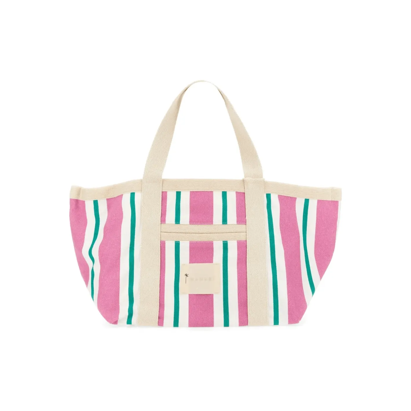 manebi tote bag canvas pink and green stripes sold by minnow