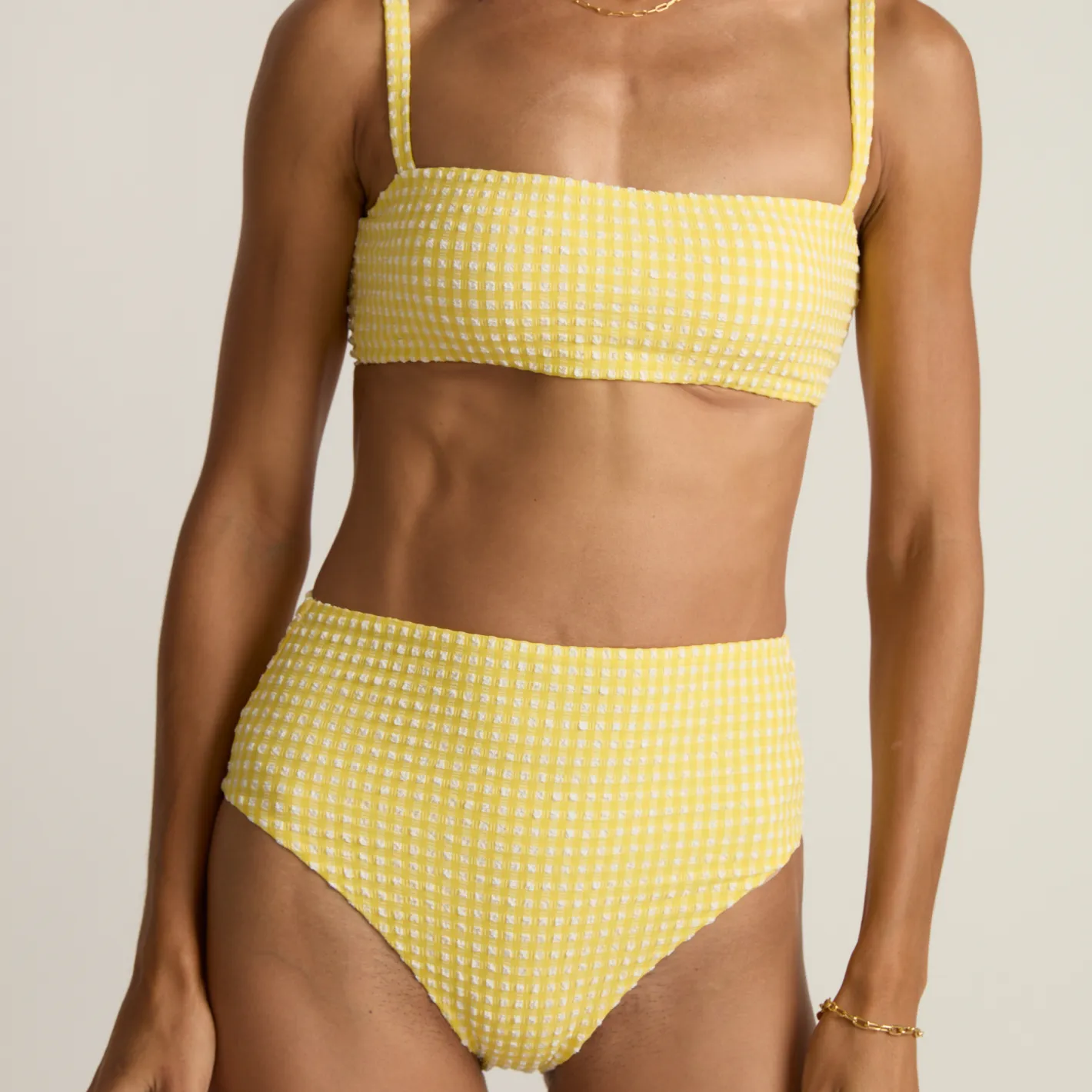 women's soleil gingham high waist bikini bottom sold by minnow product image thumbnail 5