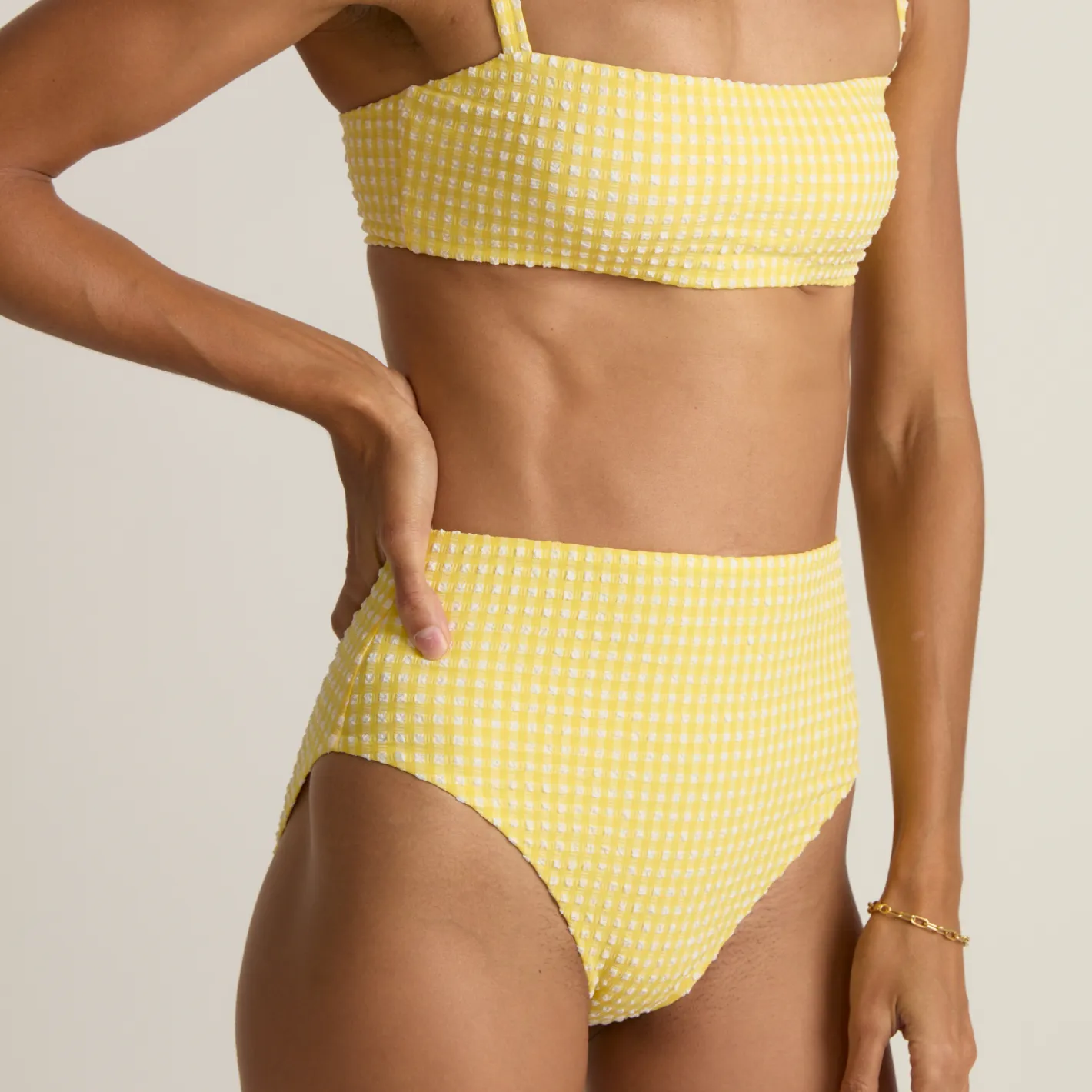 women's soleil gingham high waist bikini bottom sold by minnow product image thumbnail 3